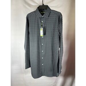 Murano Performance Mens LT Grey Geometric Diamond Long Sleeve Button Down Shirt